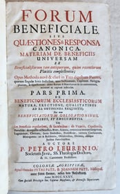 1735 CANON LAW BOOK FORUM BENEFICIALE SIVE QUAESTIONES & RESPONSA ANTIQUE