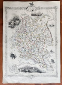 1851 RUSSIA IN EUROPE ANTIQUE MAP