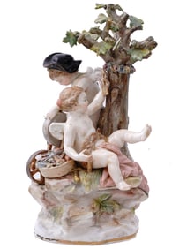 A MEISSEN PORCELAIN GROUP OF CUPID AND PSYCHE, 19TH CENTURY