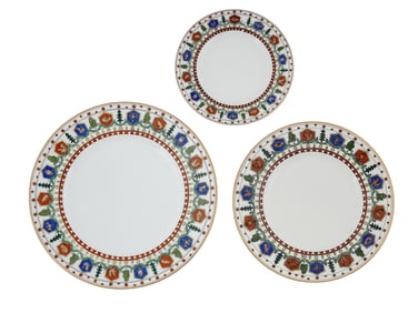 3 RUSSIAN KORNILOV PORCELAIN PLATES FOR TIFFANY OF NEW YORK, C. 1900