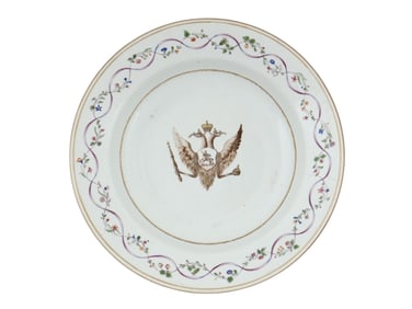 A SOUP PLATE MADE FOR CATHERINE THE GREAT OF RUSSIA, CHINESE PORCELAIN, C. 1785