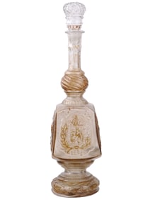 A RUSSIAN GLASS DECANTER WITH IMPERIAL CROWN AND ST. GEORGE, 1888