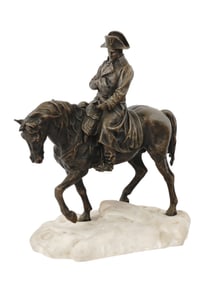 A CONILL SIGNED BRONZE OF NAPOLEON ON HORSEBACK IN 1813