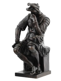 AFTER MICHAELANGELO, BRONZE FIGURE OF COSIMO DE MEDICI