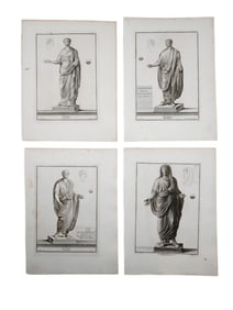A LOT OF FOUR 18TH C. ETCHINGS, ANTIQUITIES OF HERCULANEUM, ROMAN SCULPTURES