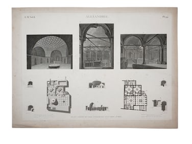 A VERY LARGE 1812 'DESCRIPTION DE L'EGYPTE' NAPOLEONIC ENGRAVING, THE BATHS OF ALEXANDRIA