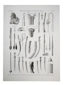A VERY LARGE 1812 'DESCRIPTION DE L'EGYPTE' NAPOLEONIC ENGRAVING, MAMLUK WEAPONRY