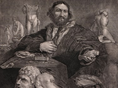 AN ENGRAVING OF ANDREA DI ODONI, CORNELIS VISSCHER (1629-1659), AFTER LORENZO LOTTO (1480-1557)
