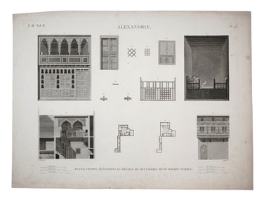 A VERY LARGE 1812 'DESCRIPTION DE L'EGYPTE' NAPOLEONIC ENGRAVING, ARCHITECTURE OF ALEXANDRIA