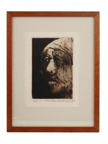 A LIMITED EDITION HAND-SIGNED ETCHING ON PAPER BY EDWARD MCCLUNEY, AMERICAN, B. 1949
