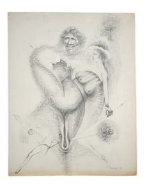 A RUSSIAN PENCIL ON PAPER SURREALIST DRAWING BY SERGEI DANILOV, 1974