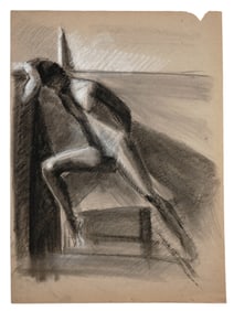 A CHARCOAL ON PAPER NUDE DRAWING, 20TH CENTURY
