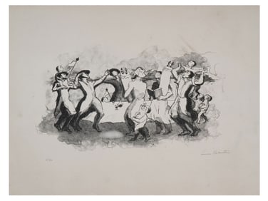 A LEWIS RUBENSTEIN DANCING HASIDIM JUDAICA DRAWING