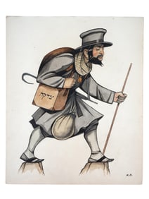 A RUSSIAN THEATRE COSTUME DESIGN DRAWING FOR A HASIDIC CHARACTER, JUDAICA INTEREST