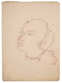 AN INK ON PAPER DRAWING, SIGNED