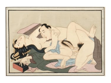 AN EROTIC JAPANESE PAINTING OF A COUPLE, 19TH CENTURY