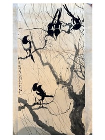 A XU BEIHONG PAINTING TITLED "WILLOW AND MAGPIE"