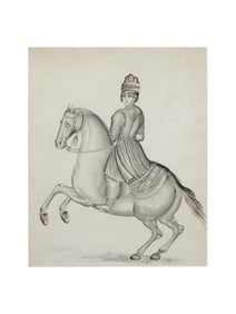 A PERSIAN MOUNTED NOBILITY INK ON PAPER DRAWING, 18/19 CENTURY