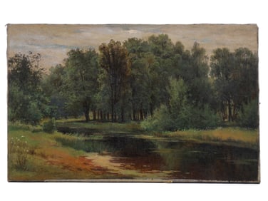 A LANDSCAPE OIL ON CANVAS PAINTING SIGNED IVAN SHISHKIN