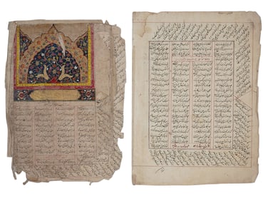 THREE PAGES FARSI DIVAN OR ILMU HAL (ISLAMIC RELIGIOUS BOOK) DATED 1178 HIJRI, C. 1765 AD