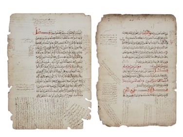 TWO PAGES FROM A BOOK OF ARABIC GRAMMAR IN MAGHRIBY FONT