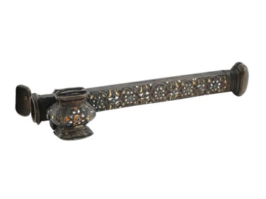 A RUSSIAN 'DIVIT' INKWELL/PEN CASE WITH ENAMEL DECORATION, C. 17TH CENTURY