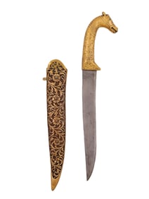 A HORSE-HEADED KHANJAR, NORTH INDIA, 19TH CENTURY