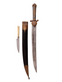 A RUSSIAN, TULA MFG 1857 HUNTING DAGGER WITH UTILITY KNIFE