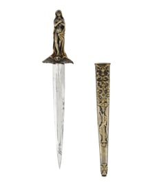 A FRENCH ROMANTIC DAGGER WITH GILT BRONZE MOUNTS, 19TH CENTURY
