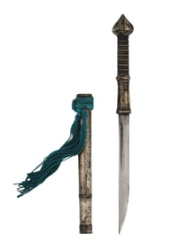 A SILVER-MOUNTED BURMESE DHA DAGGER, 19TH CENTURY