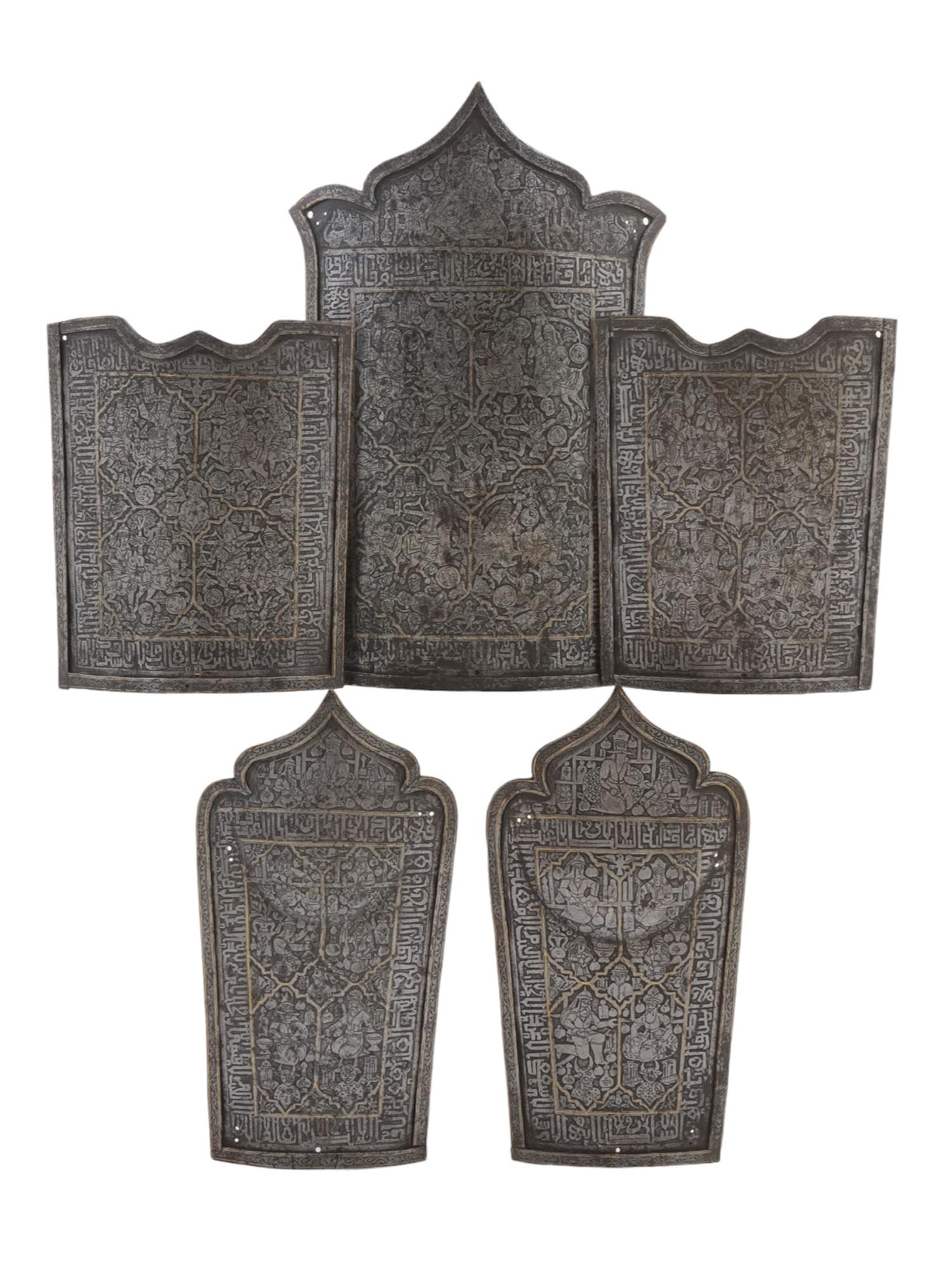 A FIVE-PIECE SET OF CHAHAR-AINA ARMOR, QAJAR IRAN, 19TH CEN. (1 of 10)