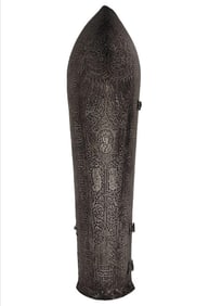 A PERSIAN SILVER-INLAID BAZUBAND ARM GUARD, 18TH/19TH CENTURY