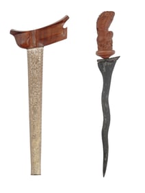 A BALINESE KRIS DAGGER WITH SCABBARD, 19 C.