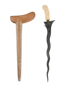 AN INDONESIAN KRIS DAGGER WITH SCABBARD AND CARRYING POUCH