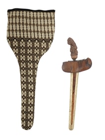 AN INDONESIAN KRIS DAGGER WITH SCABBARD AND CARRYING POUCH