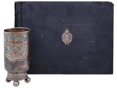 A RARE GERMAN WW1 CHIEF OF FIELD AVIATION SILVER GOBLET WITH ALBUM