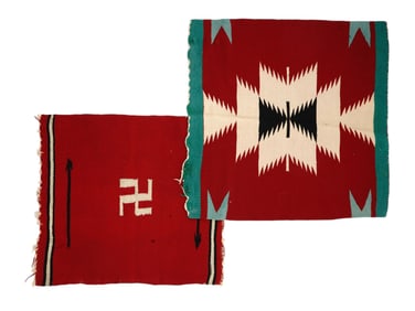 A PAIR OF SOUTHWESTERN NATIVE AMERICAN NAVAJO WOOL RUGS, 20TH CENTURY