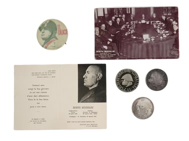 A GROUP OF FASCIST ITALIAN WWII MUSSOLINI PROPAGANDA ITEMS