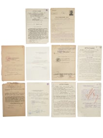 A COLLECTION OF TEN SIGNED SOVIET DOCUMENTS