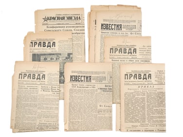 A LOT OF TWELVE SOVIET WW2 CENTRAL NEWSPAPERS