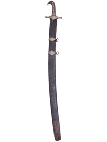 AN OTTOMAN TURKISH SAIF SWORD WITH SHEATH, C. 1820