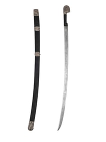 A SILVER-MOUNTED CAUCASIAN SHASHKA SWORD WITH SCABBARD, 19TH CENTURY