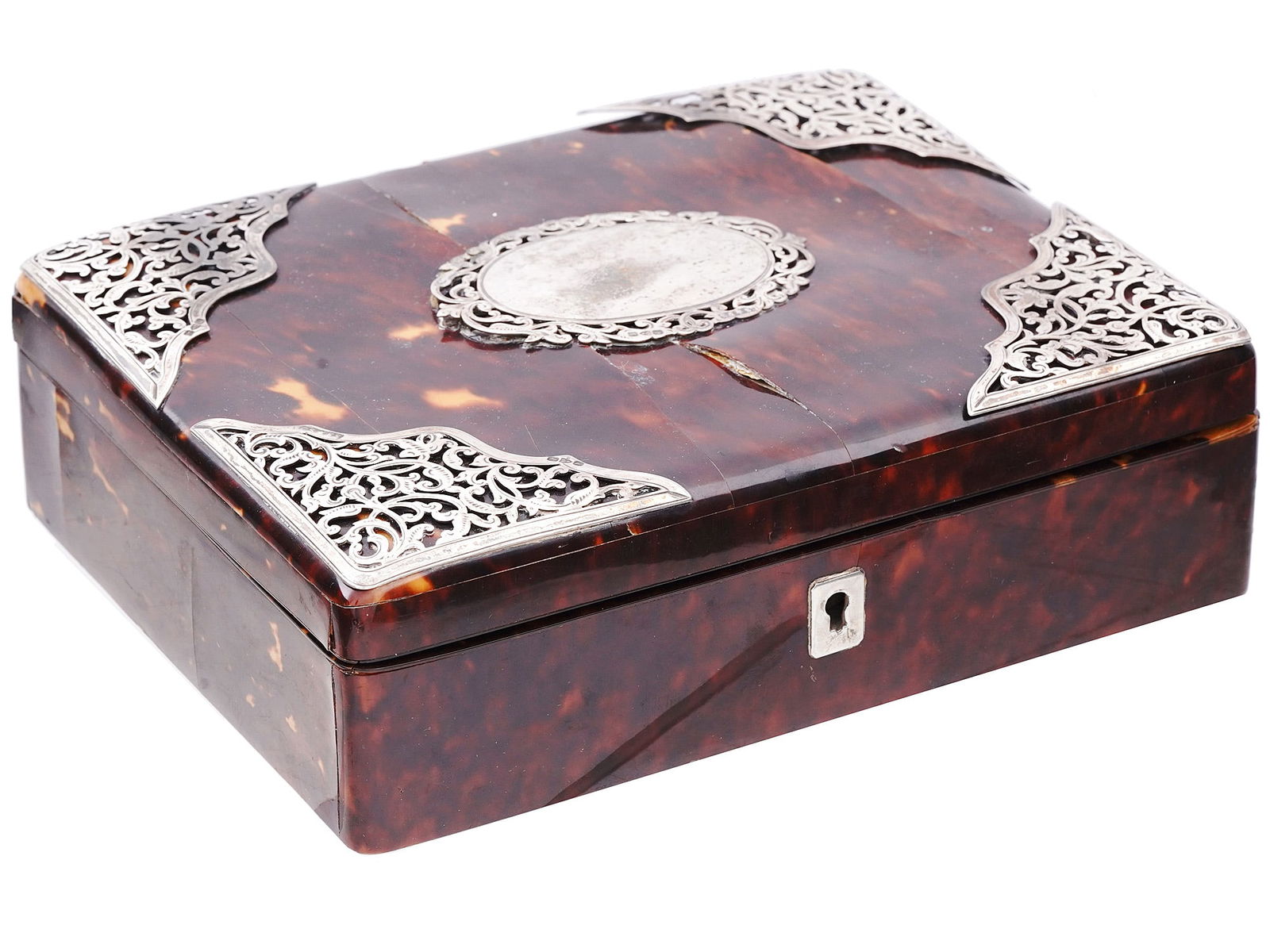A VICTORIAN ENGLISH CHESTER SILVER MOUNTED TORTOISESHELL BOX, 1894 (1 of 16)
