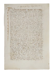 1512 ITALIAN RENAISSANCE VELLUM MANUSCRIPT WITH SCRIBAL ART, 8 PAGES