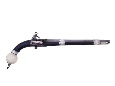 A CIRCASSIAN SILVER-MOUNTED FLINTLOCK PISTOL, 19TH CENTURY