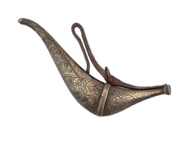 A QAJAR PERSIAN ISLAMIC POWDER HORN, 19TH CENTURY