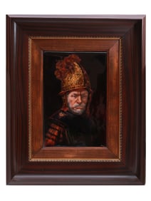 A LIMOGES PORCELAIN HAND-PAINTED PLAQUE DEPICTING KNIGHT