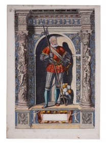 1603 HAND-COLORED ENGRAVING, FRIEDRICH II GRAFE ZU FÜRSTENBURG, ARMAMENTARIUM HEROICUM