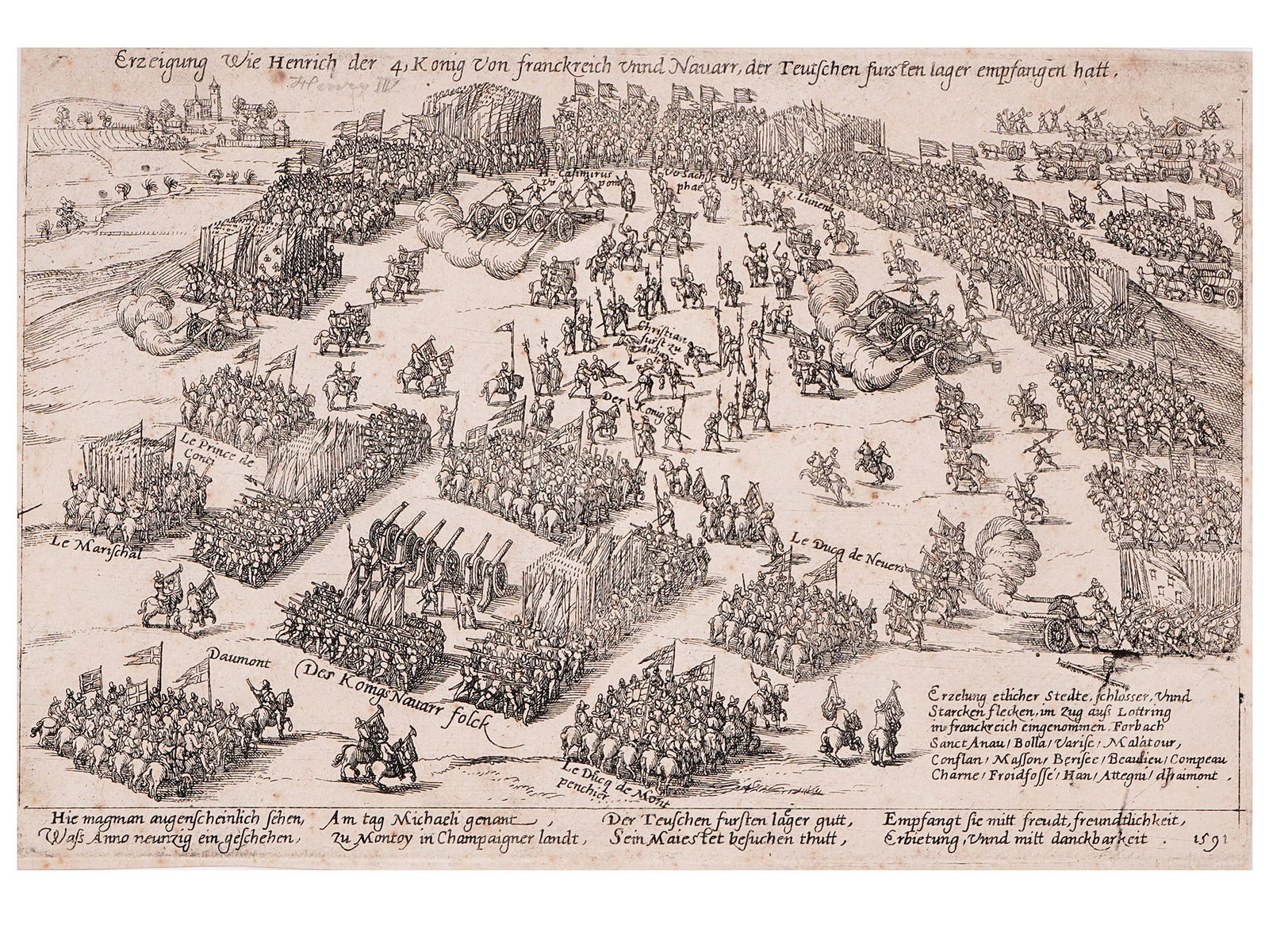 A 1591 KING HENRY IV OF FRANCE MILITARY ENGRAVING, WARS OF RELIGION, HOGENBERG STUDIO (1 of 9)