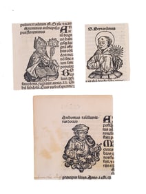 A 1493 GROUP OF 3 WOODCUT PORTRAITS, SAINTS BERNARD AND ANTONINUS, NUREMBERG CHRONICLE